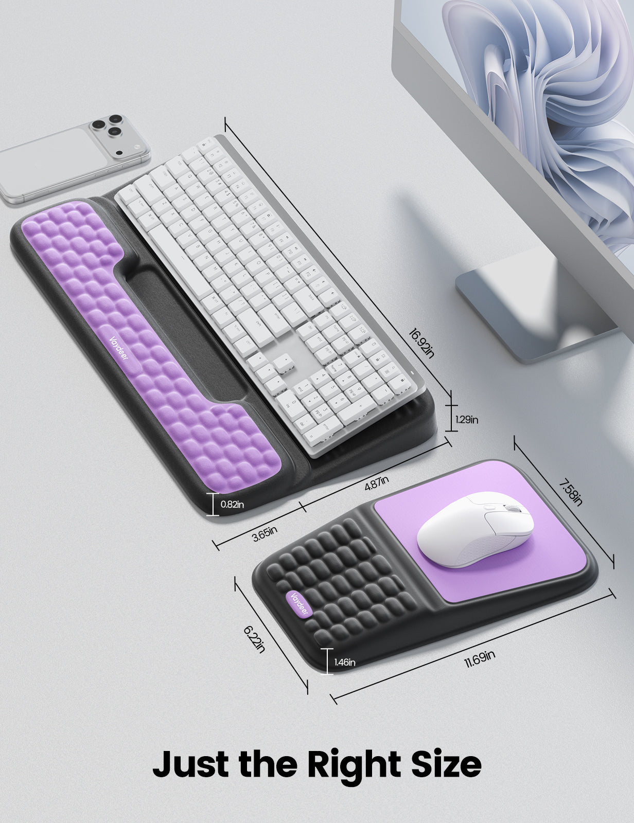 Vaydeer Keyboard Stand and Mouse Pad Set with Wrist Rest, Computer Wrist Support Pad, Soft Memory Foam Desk Cushion, Red