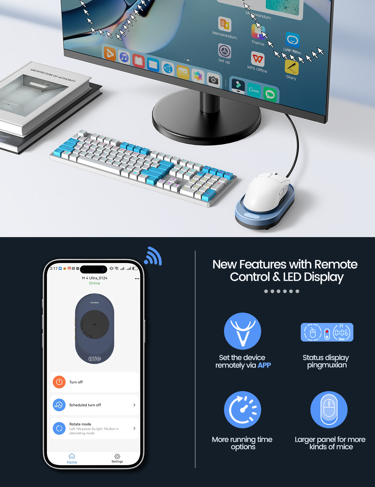 Vaydeer M4 Utra Mouse Mover with APP, with Remote Control and Timer Function