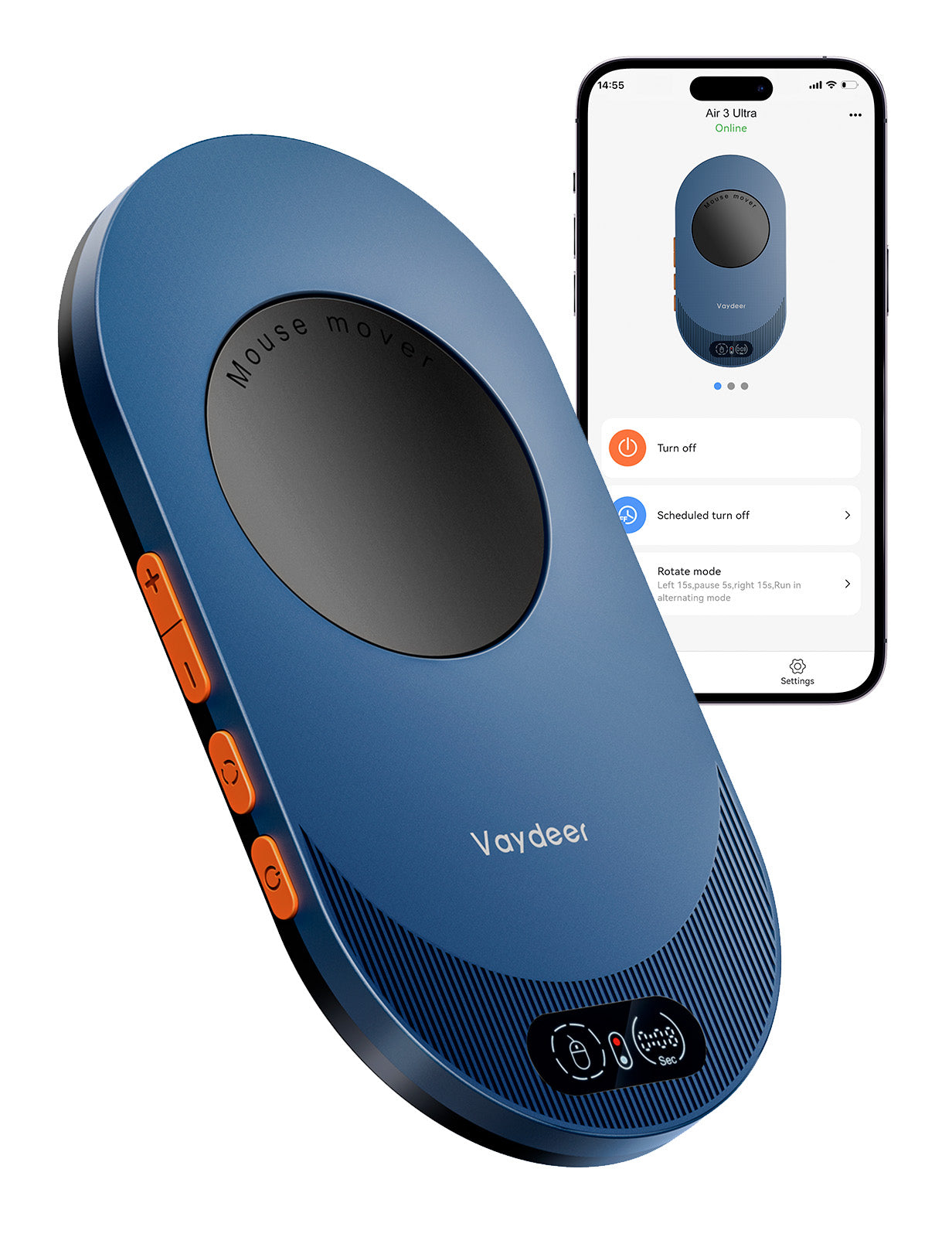 Vaydeer Air 3 Ultra Mouse Mover with APP, Ultra Slim Mouse Jiggler with Timer Function, Mouse Movement, Driver-Free, Keeps PC Active