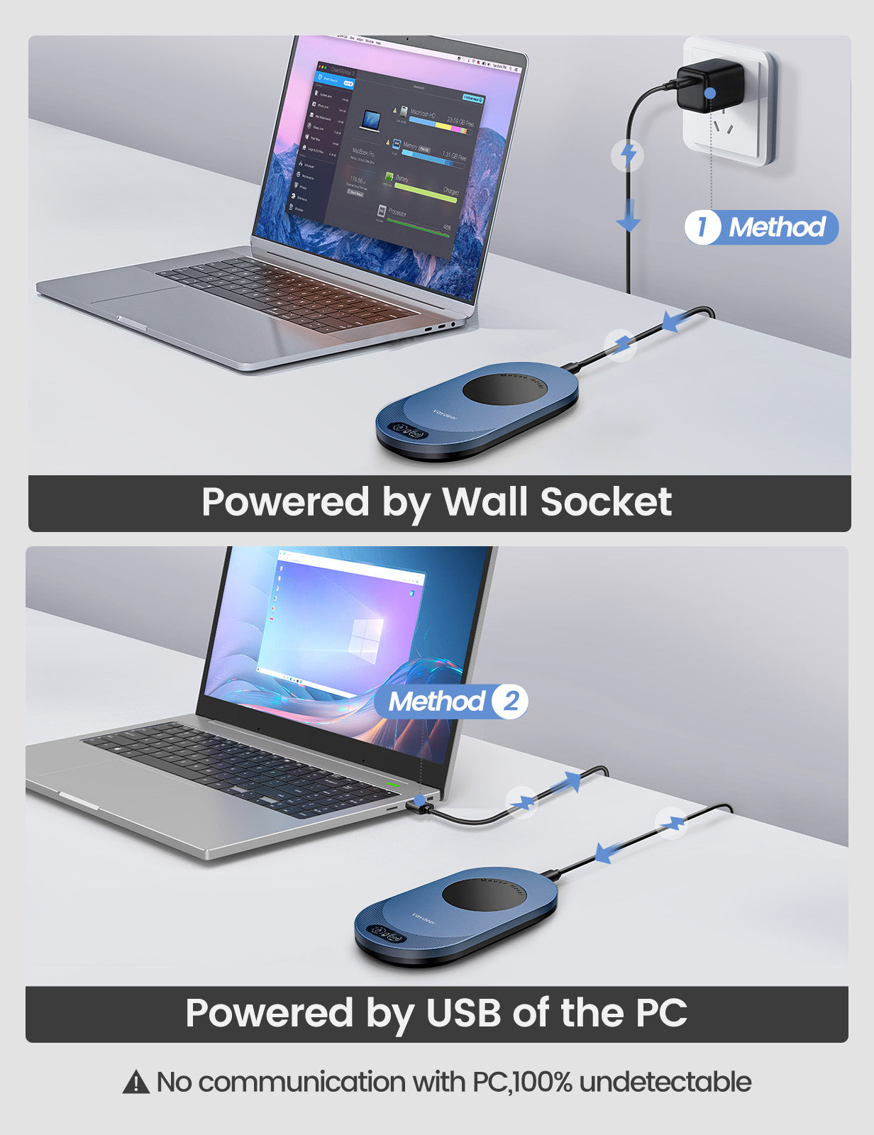 Vaydeer Air 3 Ultra Mouse Mover with APP, Ultra Slim Mouse Jiggler with Timer Function, Mouse Movement, Driver-Free, Keeps PC Active