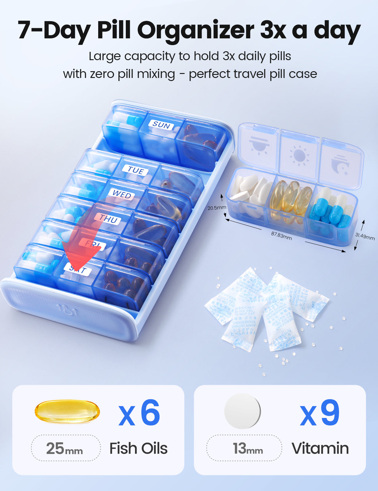 Vaydeer Large Weekly Pill Organizer 3 Times a Day