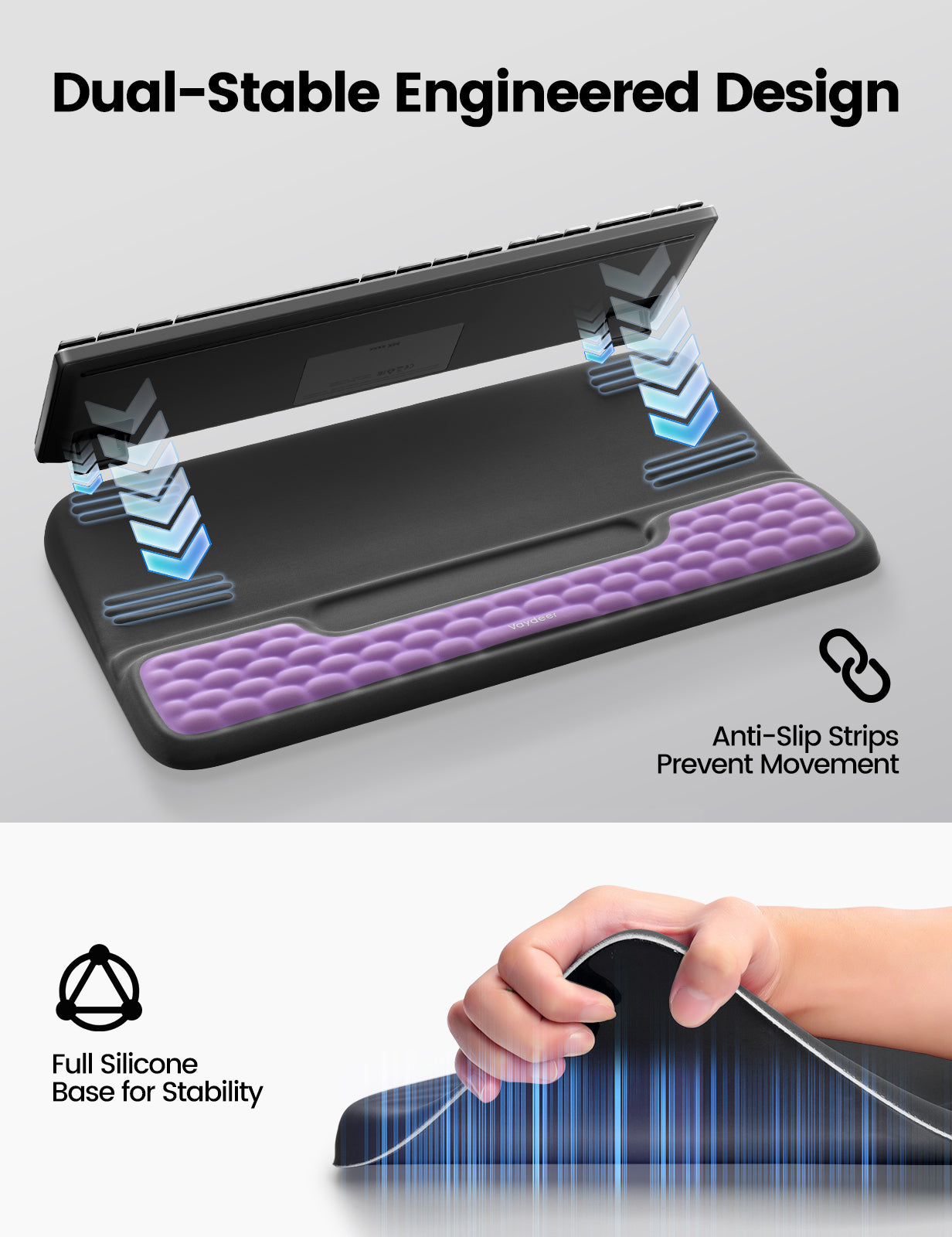 Vaydeer Keyboard Stand and Mouse Pad Set with Wrist Rest, Computer Wrist Support Pad, Soft Memory Foam Desk Cushion, Red