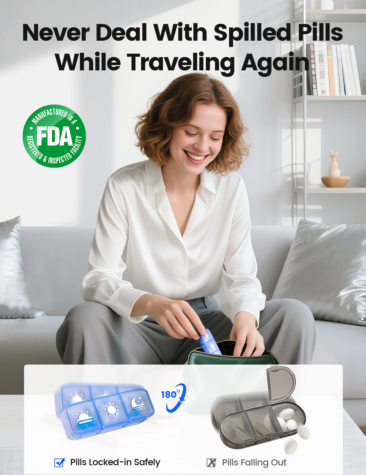 Vaydeer Large Weekly Pill Organizer 3 Times a Day