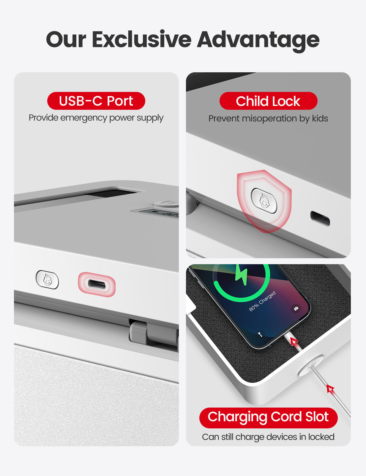 Vaydeer Metal Time Lock Box,iPad Safe Container, Self-Control Locker with USB-C Charge,Large