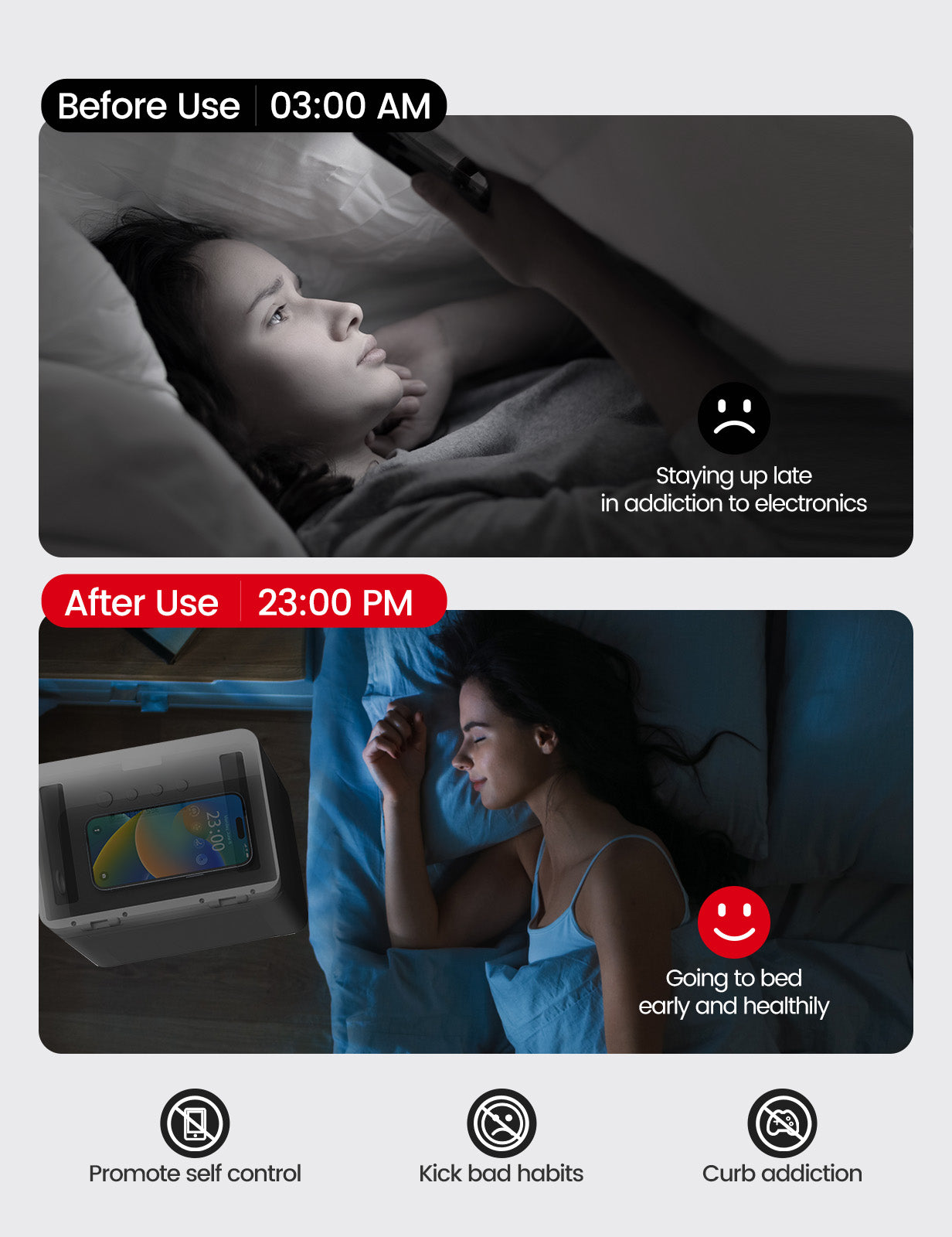 Vaydeer Metal Time Lock Box,iPad Safe Container, Self-Control Locker with USB-C Charge,Large