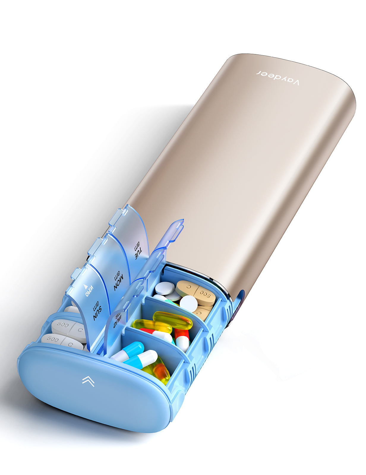 Vaydeer Metal 7 Day Pill Organizer 2 Times a Day