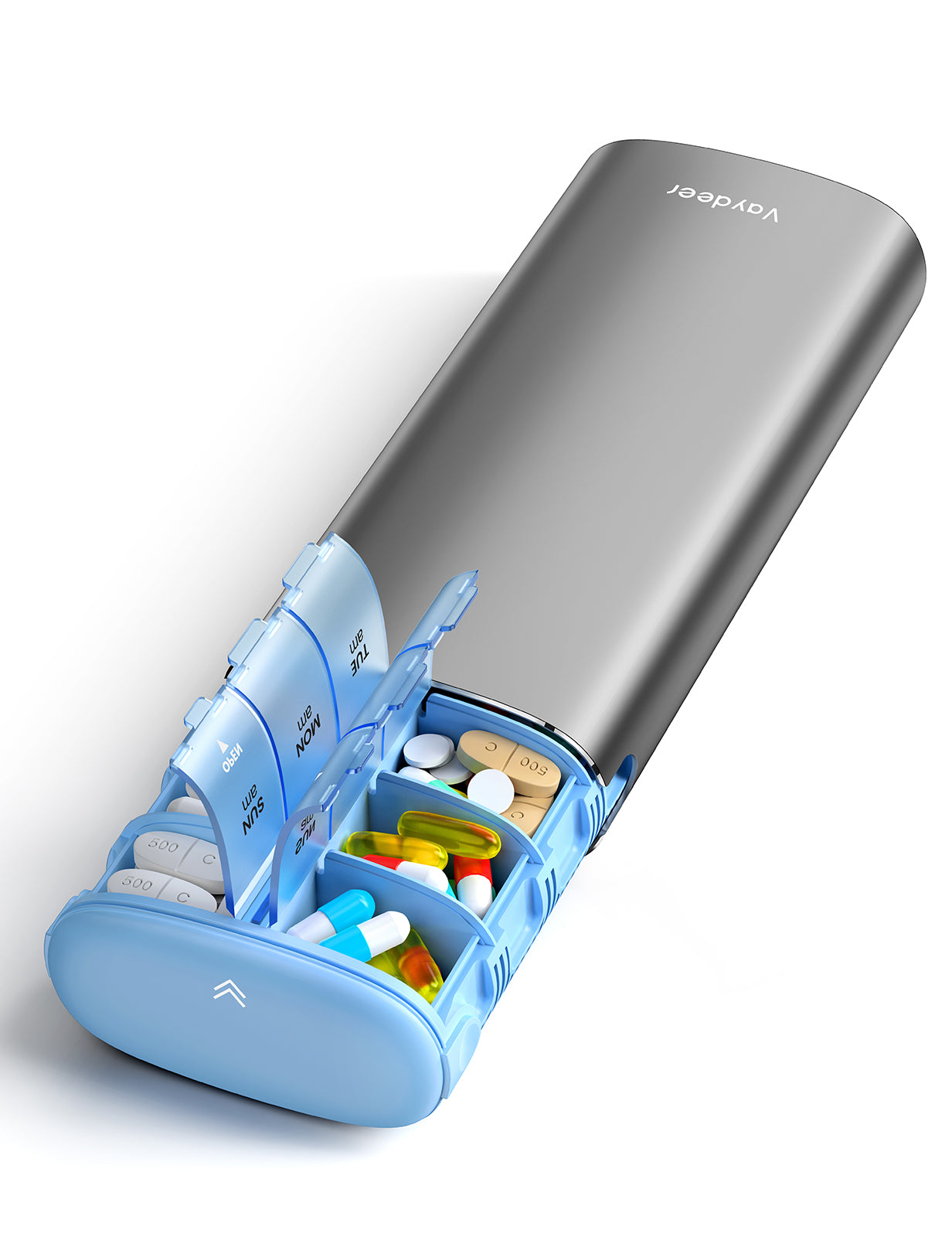 Vaydeer Metal 7 Day Pill Organizer 2 Times a Day