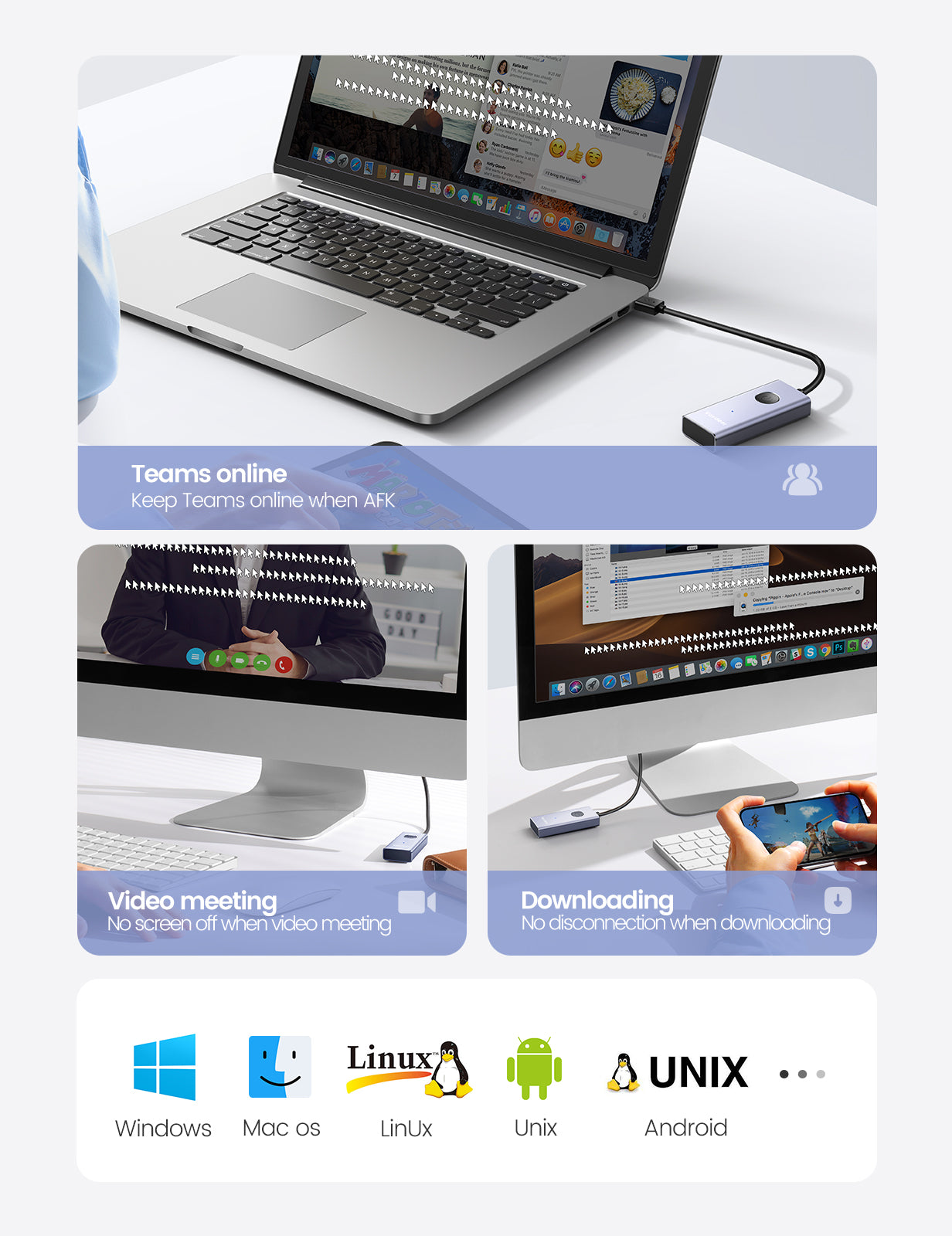USB Mouse Jiggler, Indetectable, Antihibernación De Computadora, Cursor