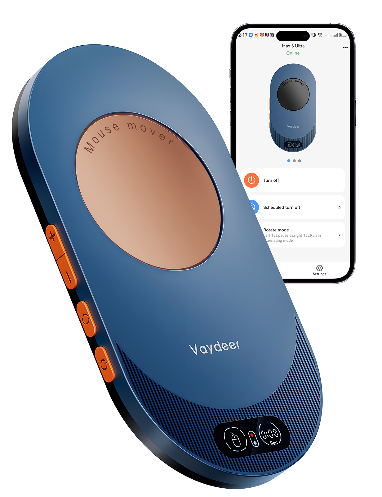 Vaydeer Air 3 Ultra Mouse Mover with APP, Ultra Slim Mouse Jiggler with Timer Function, Mouse Movement, Driver-Free, Keeps PC Active