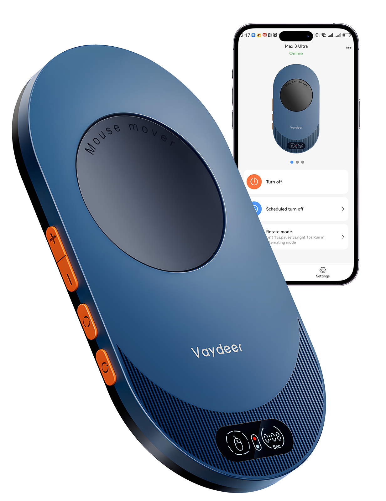 Vaydeer Air 3 Ultra Mouse Mover with APP, Ultra Slim Mouse Jiggler with Timer Function, Mouse Movement, Driver-Free, Keeps PC Active