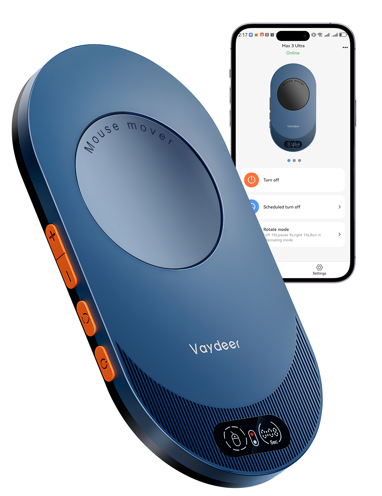 Vaydeer Air 3 Ultra Mouse Mover with APP, Ultra Slim Mouse Jiggler with Timer Function, Mouse Movement, Driver-Free, Keeps PC Active