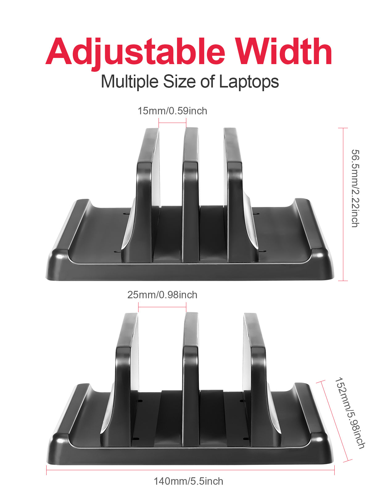 Vaydeer ABS Vertical Laptop Stand  with 1 / 2 / 3 Slots