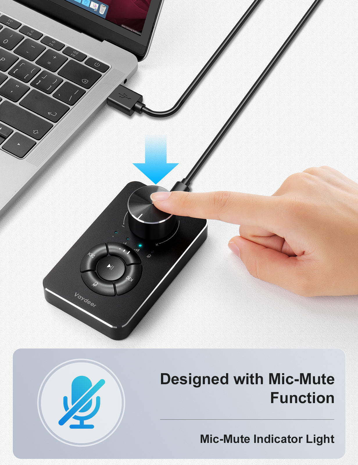 Vaydeer Multimedia Controller Knob with Mic-Mute Function