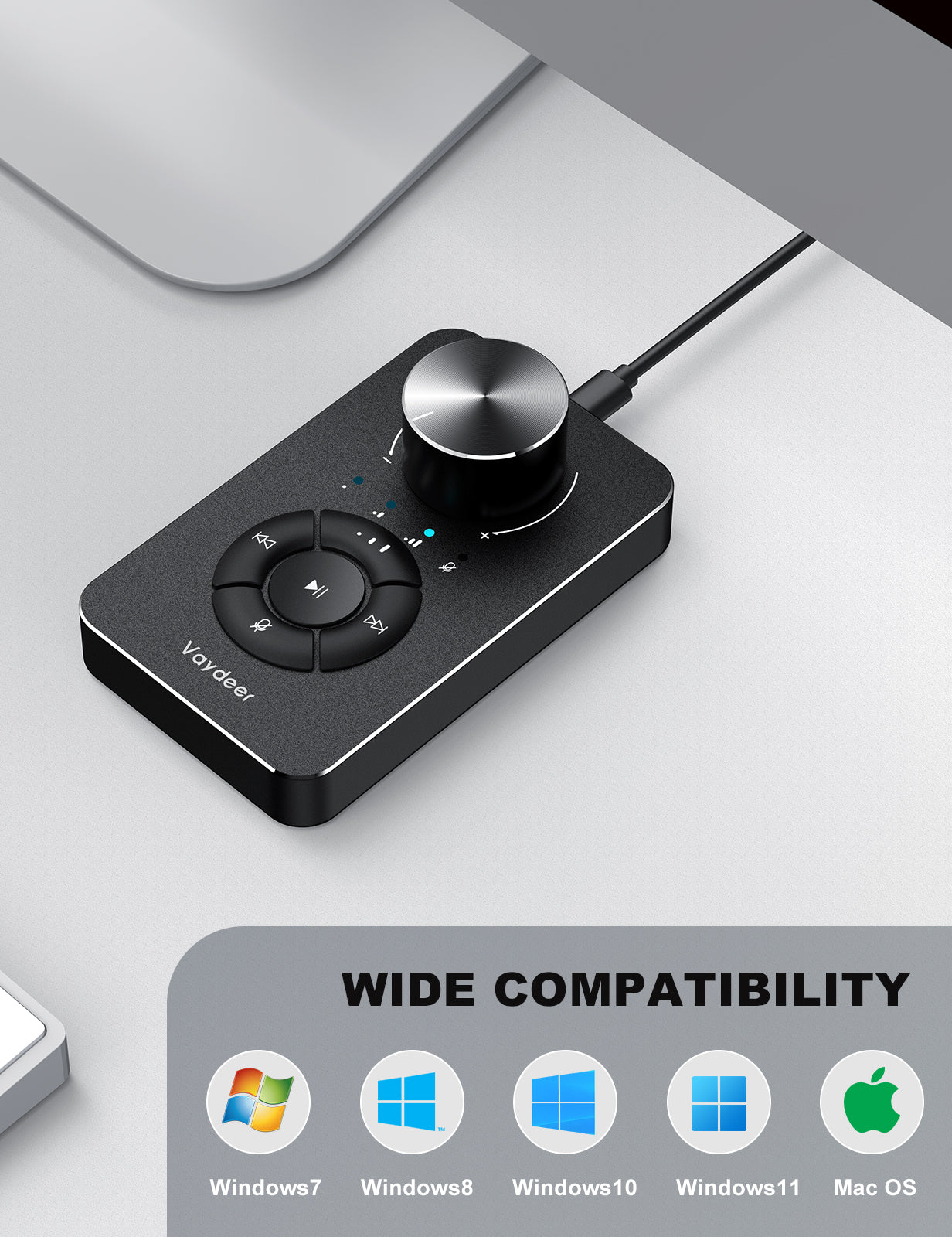 Vaydeer Multimedia Controller Knob with Mic-Mute Function