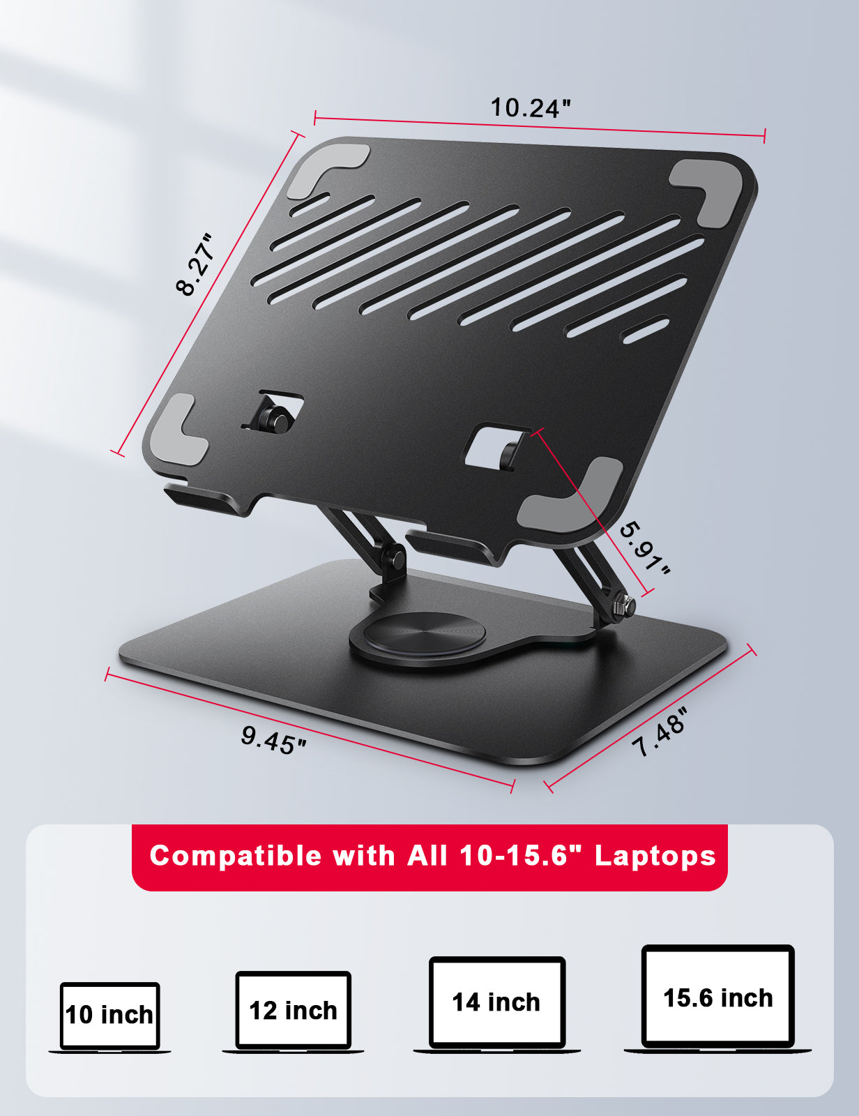 VAYDEER Adjustable Laptop Stand with 360° Rotation Base