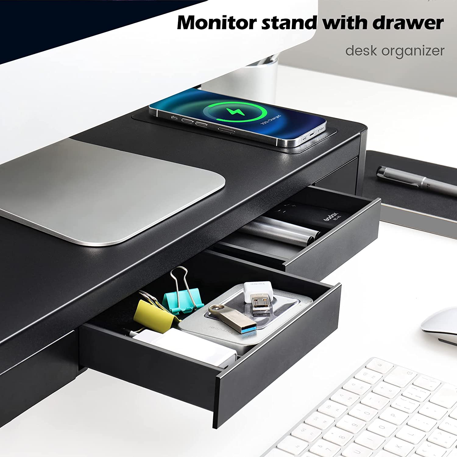 Vaydeer Monitor Riser Stand with Dual Drawers