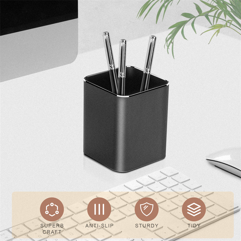 Square Pencil Holder Metal Pencil Holder Aluminum Pen Holder - For Office,  School, Home