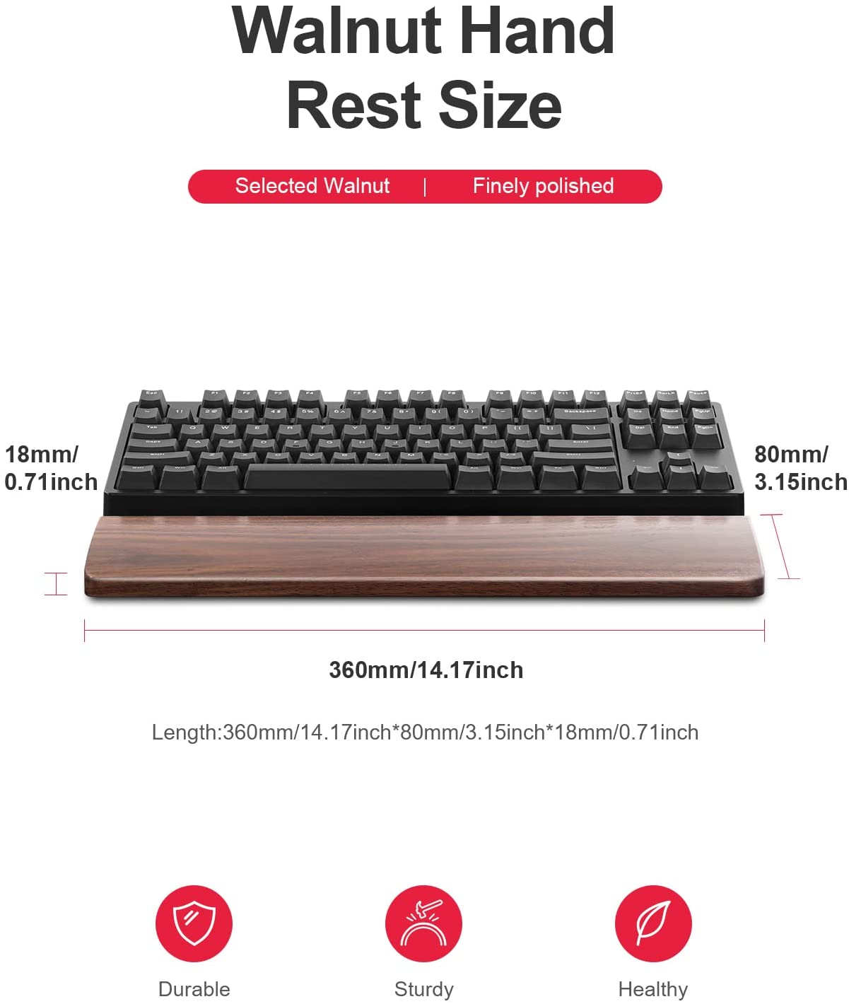 Vaydeer Wooden Wrist Rest for Keyboard