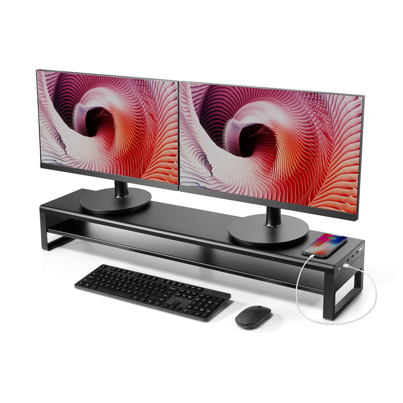 2 tiers dual monitor stand riser