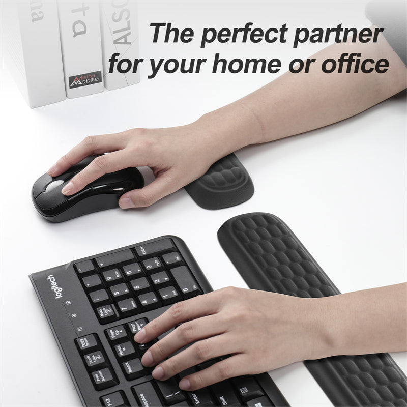 Vaydeer Wrist Rest Set for Mouse and Keyboard - Rectangular Massage Holes