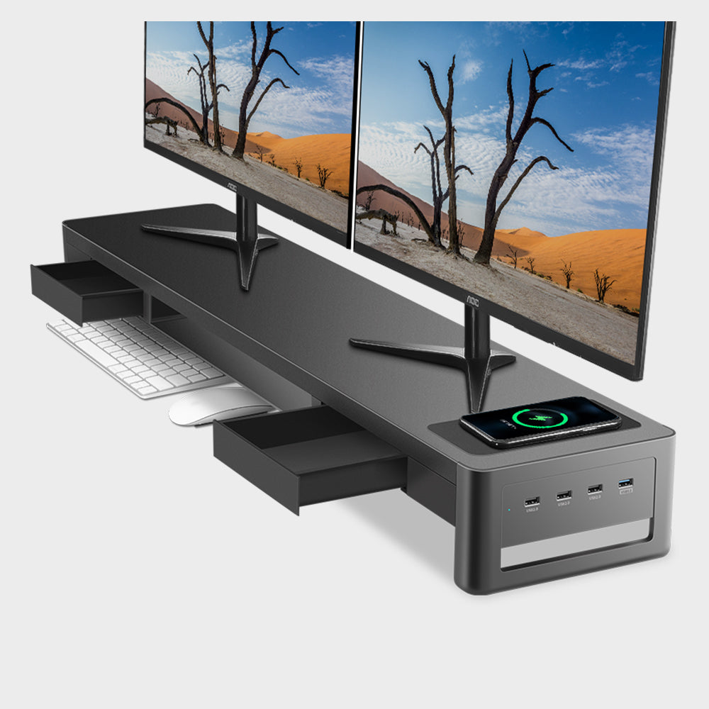 Vaydeer Upgraded Monitor Riser Stand with Dual Drawers