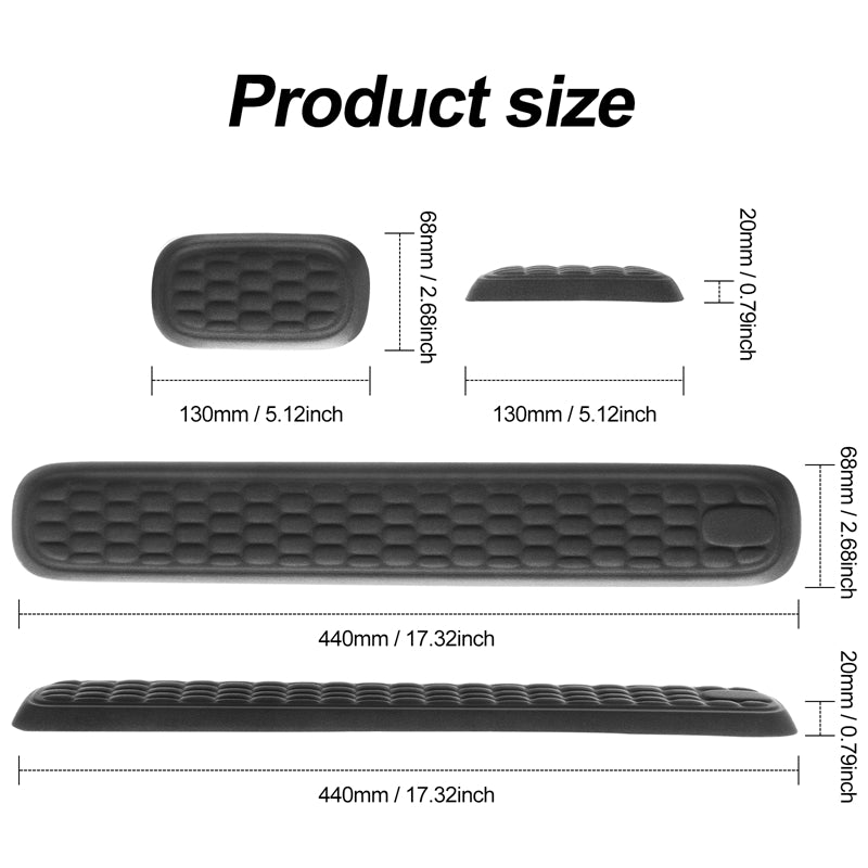 Vaydeer Wrist Rest Set for Mouse and Keyboard - Rectangular Massage Holes